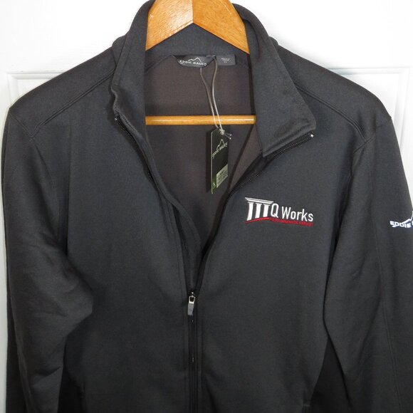 *NWT* Eddie Bauer Heathered Zip Fleece Full Zip Jacket Gray/Black Mens XL *Logo - Picture 2 of 4